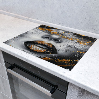 Abstrakt Gesicht Herdabdeckplatte Vinyl Induktionsschutz Ceranfeld Kochfeld