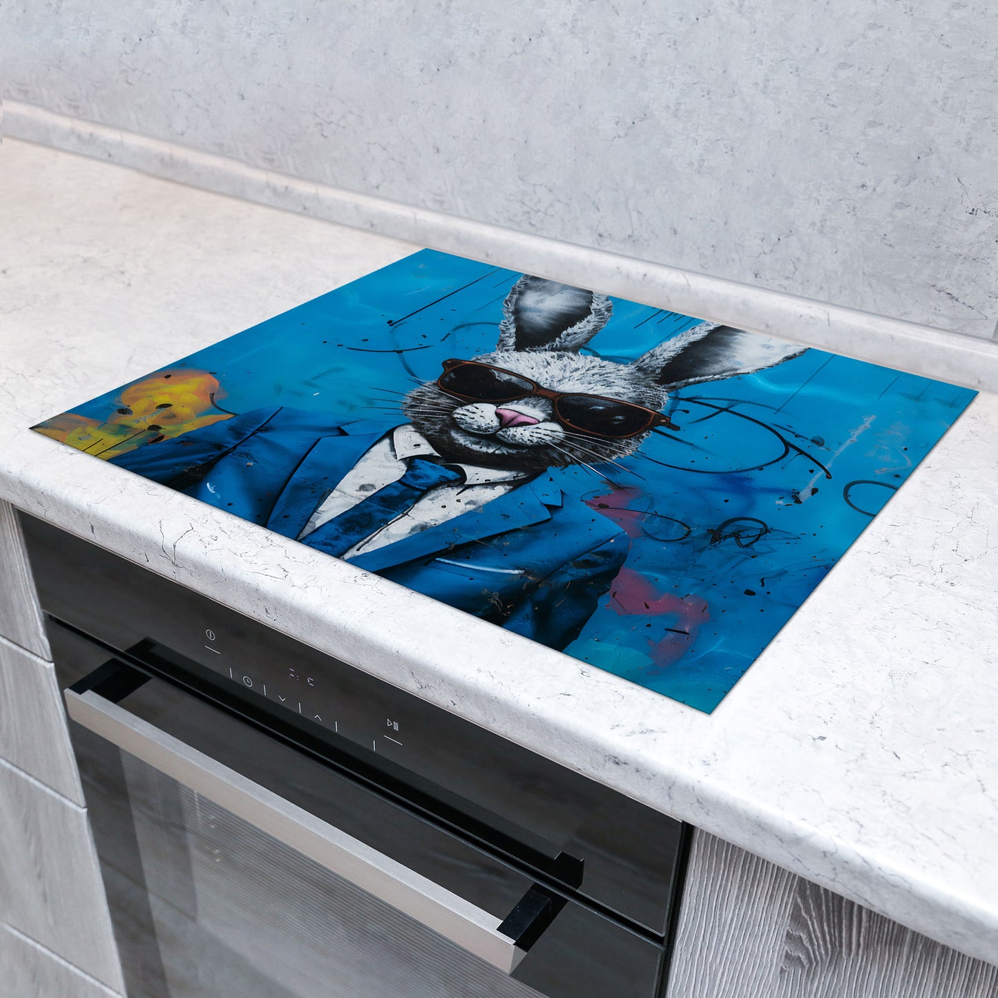 Abstrakt Hase Herdabdeckplatte Vinyl Induktionsschutz Ceranfeld Kochfeld