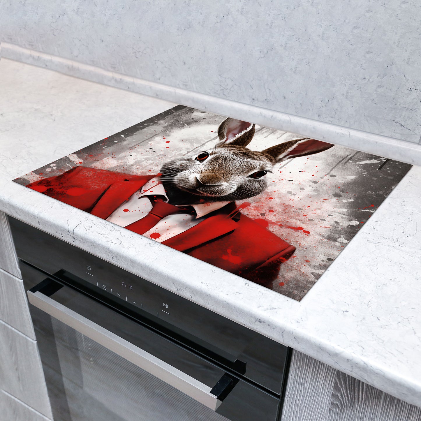 Abstrakt Hase Herdabdeckplatte Vinyl Induktionsschutz Ceranfeld Kochfeld