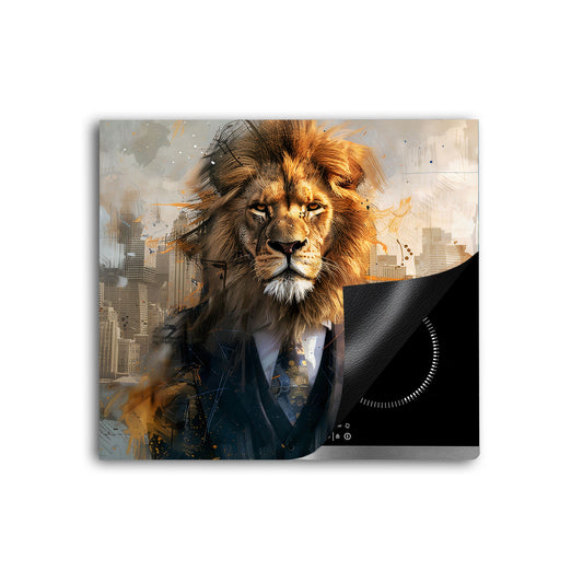 Abstrakt Löwe Herdabdeckplatte Vinyl Induktionsschutz Ceranfeld Kochfeld