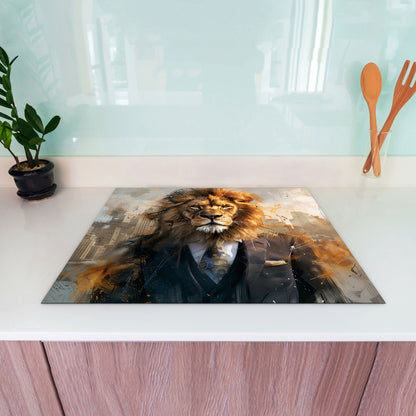 Abstrakt Löwe Herdabdeckplatte Vinyl Induktionsschutz Ceranfeld Kochfeld