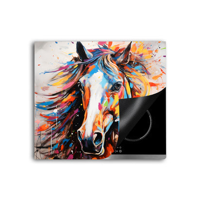 Abstrakt Pferd Herdabdeckplatte Vinyl Induktionsschutz Ceranfeld Kochfeld