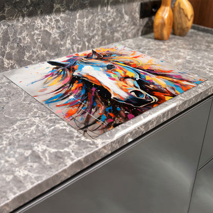 Abstrakt Pferd Herdabdeckplatte Vinyl Induktionsschutz Ceranfeld Kochfeld