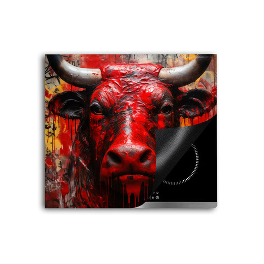 Abstrakt Stier Herdabdeckplatte Vinyl Induktionsschutz Ceranfeld Kochfeld