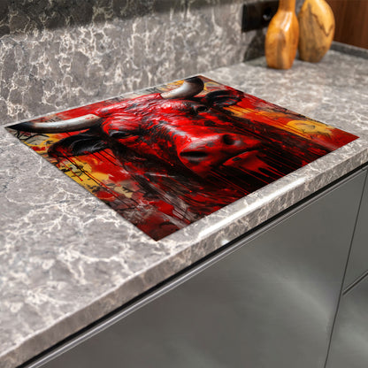 Abstrakt Stier Herdabdeckplatte Vinyl Induktionsschutz Ceranfeld Kochfeld