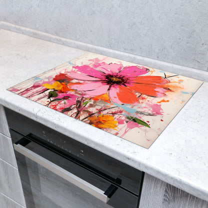 Wunderschöne Blume Herdabdeckplatte Vinyl Induktionsschutz Ceranfeld Kochfeld