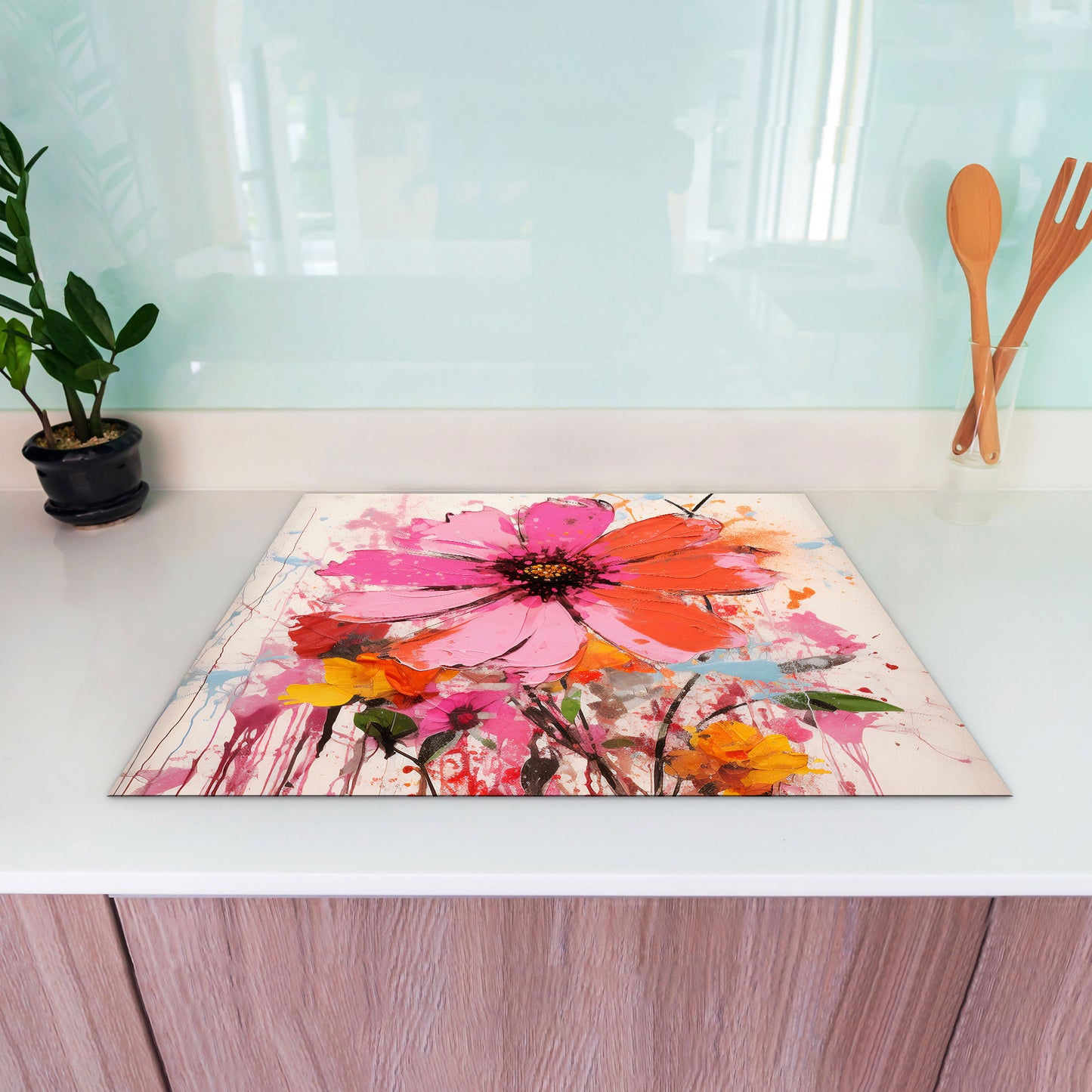 Wunderschöne Blume Herdabdeckplatte Vinyl Induktionsschutz Ceranfeld Kochfeld