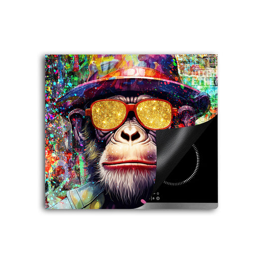 Affe Pop Art Herdabdeckplatte Vinyl Induktionsschutz Ceranfeld Kochfeld
