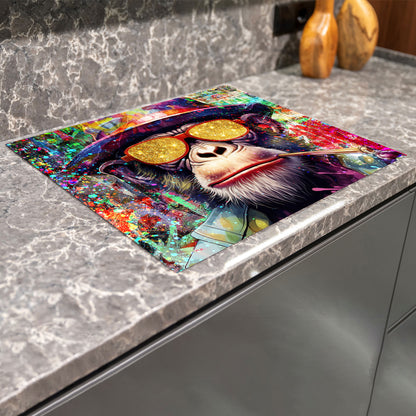 Affe Pop Art Herdabdeckplatte Vinyl Induktionsschutz Ceranfeld Kochfeld