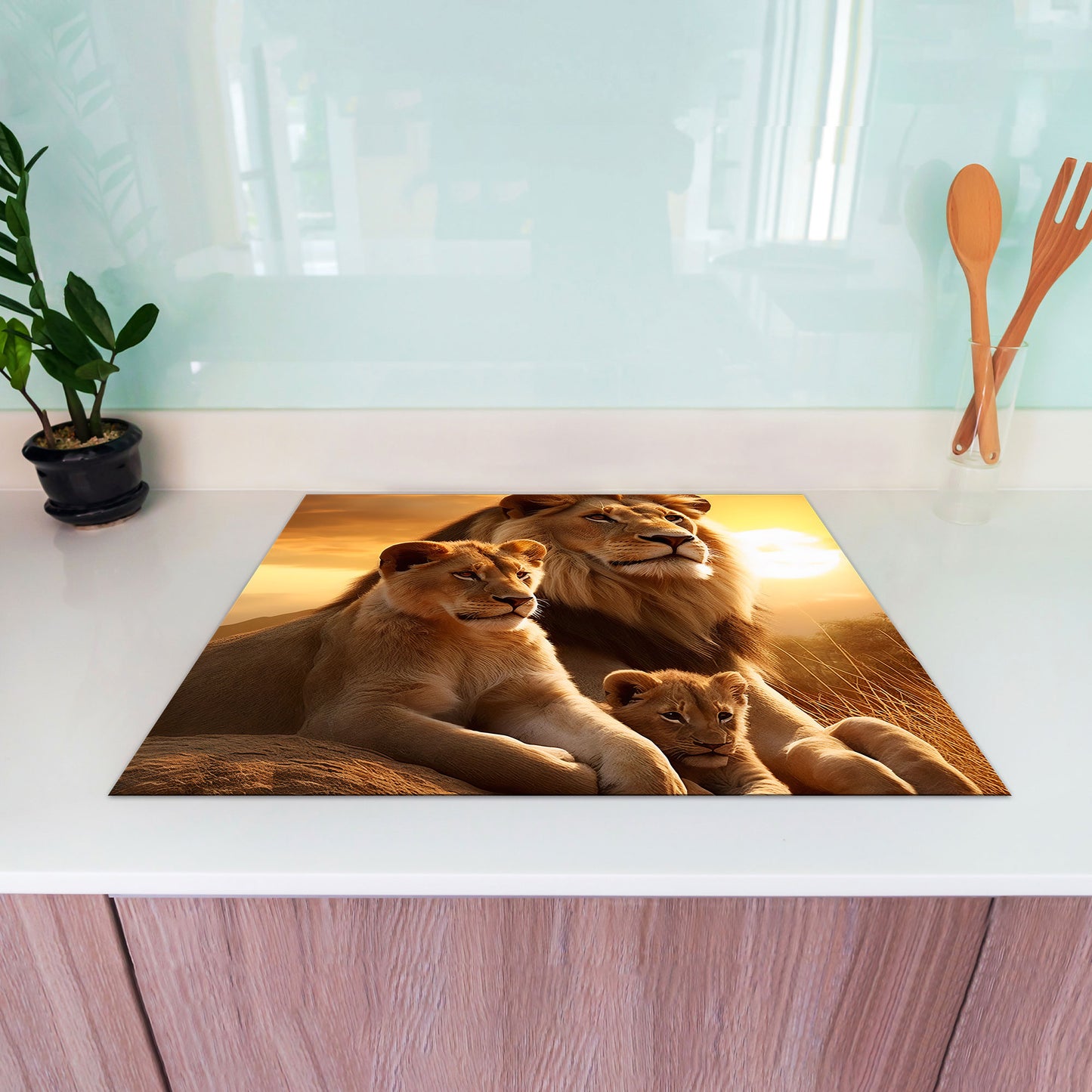 Afrika Sonnenuntergang Herdabdeckplatte Vinyl Induktionsschutz Ceranfeld Kochfeld