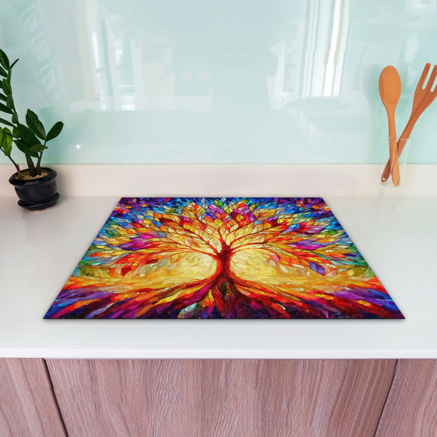 Baum des Lebens Herdabdeckplatte Vinyl Induktionsschutz Ceranfeld Kochfeld