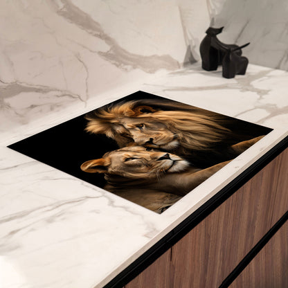 Beautiful Lions Herdabdeckplatte Vinyl Induktionsschutz Ceranfeld Kochfeld