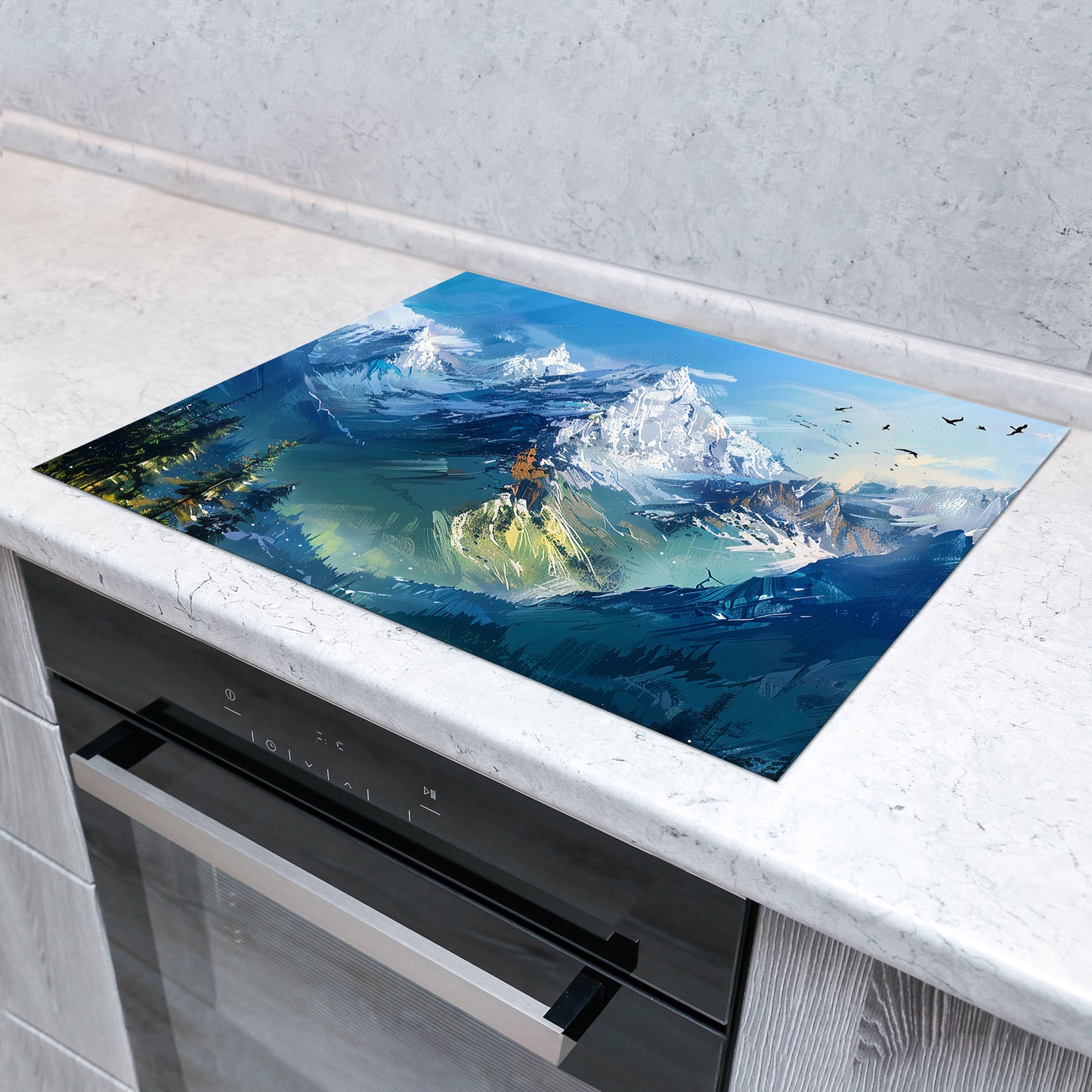 Berglandschaft mit See Herdabdeckplatte Vinyl Induktionsschutz Ceranfeld Kochfeld