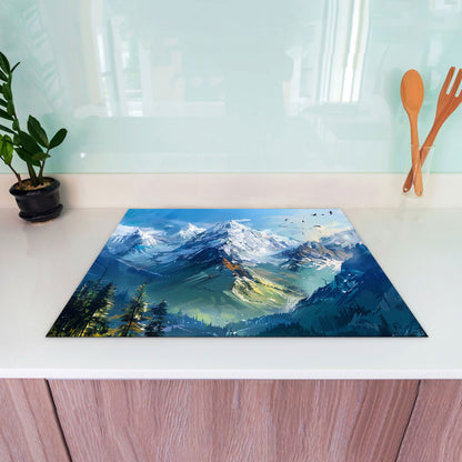 Berglandschaft mit See Herdabdeckplatte Vinyl Induktionsschutz Ceranfeld Kochfeld