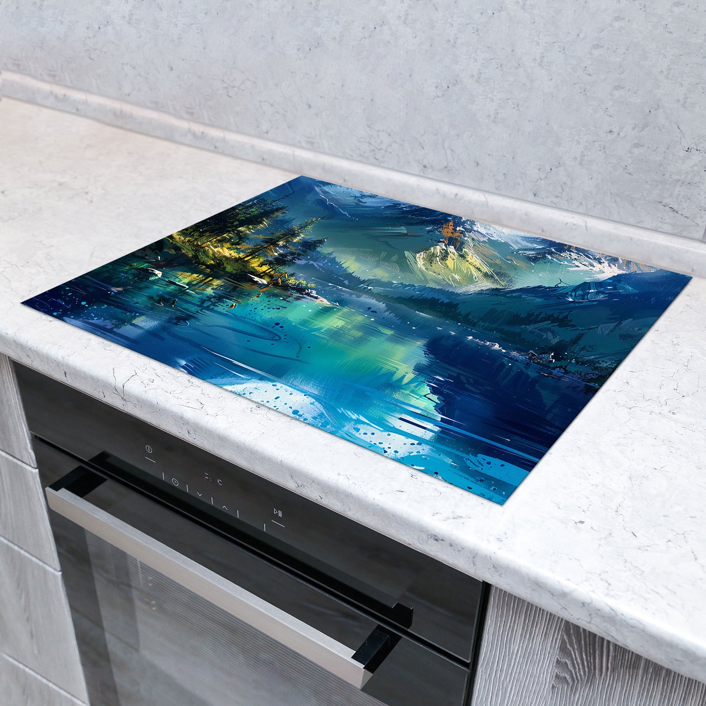 Berglandschaft modern Herdabdeckplatte Vinyl Induktionsschutz Ceranfeld Kochfeld