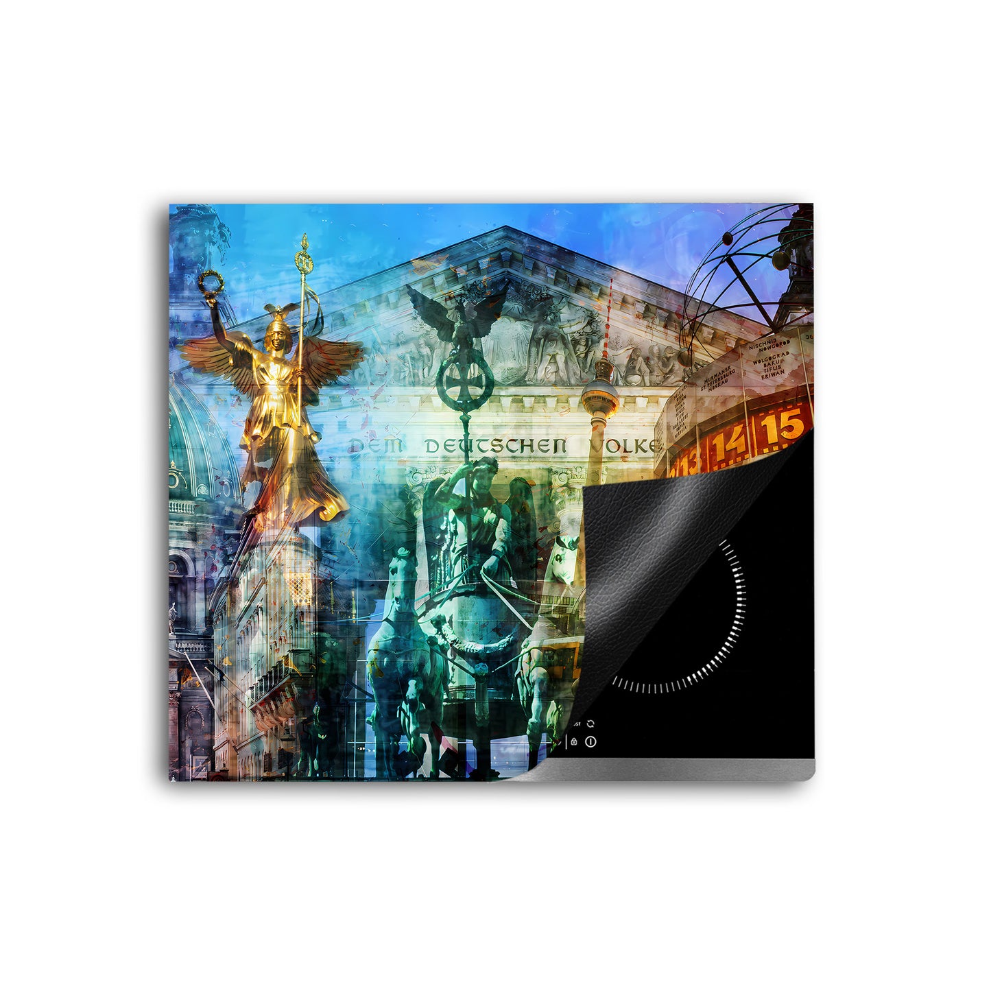 Berlin Pop Art Herdabdeckplatte Vinyl Induktionsschutz Ceranfeld Kochfeld