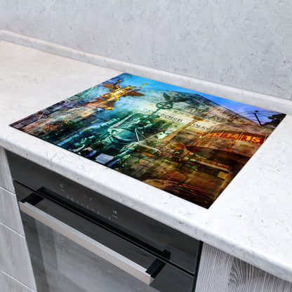 Berlin Pop Art Herdabdeckplatte Vinyl Induktionsschutz Ceranfeld Kochfeld