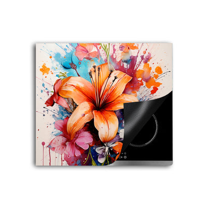 Blumen Splash Herdabdeckplatte Vinyl Induktionsschutz Ceranfeld Kochfeld