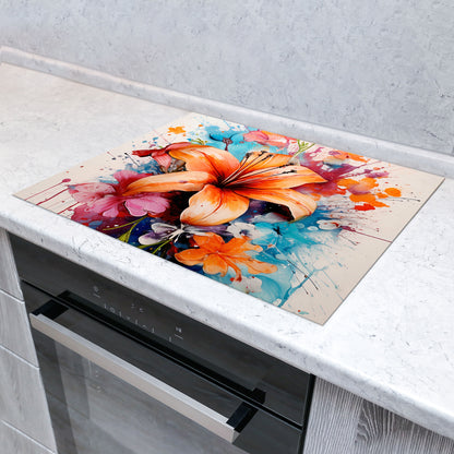 Blumen Splash Herdabdeckplatte Vinyl Induktionsschutz Ceranfeld Kochfeld