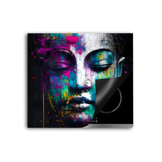 Buddha abstrakt Herdabdeckplatte Vinyl Induktionsschutz Ceranfeld Kochfeld