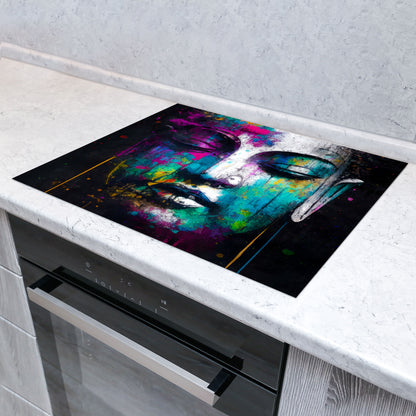 Buddha abstrakt Herdabdeckplatte Vinyl Induktionsschutz Ceranfeld Kochfeld