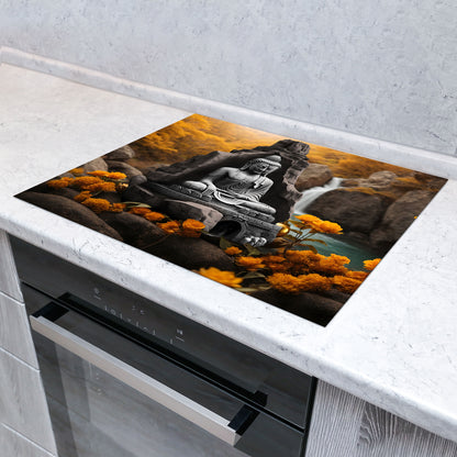 Buddha in der Natur Herdabdeckplatte Vinyl Induktionsschutz Ceranfeld Kochfeld