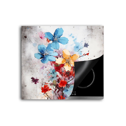 Bunte Blumen Herdabdeckplatte Vinyl Induktionsschutz Ceranfeld Kochfeld