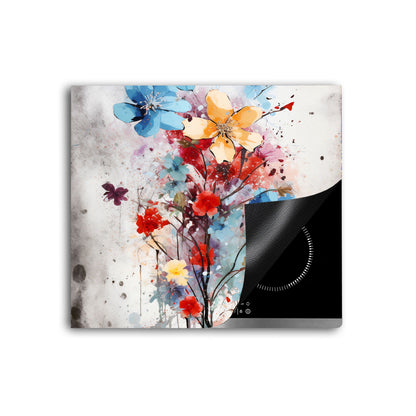 Colour Blumen Herdabdeckplatte Vinyl Induktionsschutz Ceranfeld Kochfeld
