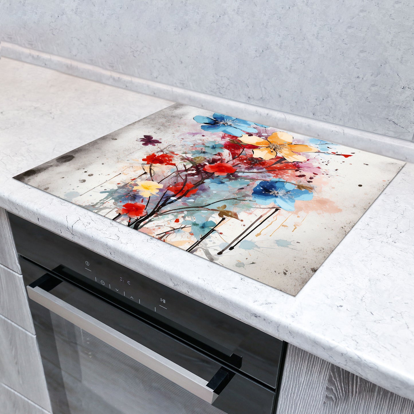 Colour Blumen Herdabdeckplatte Vinyl Induktionsschutz Ceranfeld Kochfeld