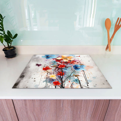 Colour Blumen Herdabdeckplatte Vinyl Induktionsschutz Ceranfeld Kochfeld