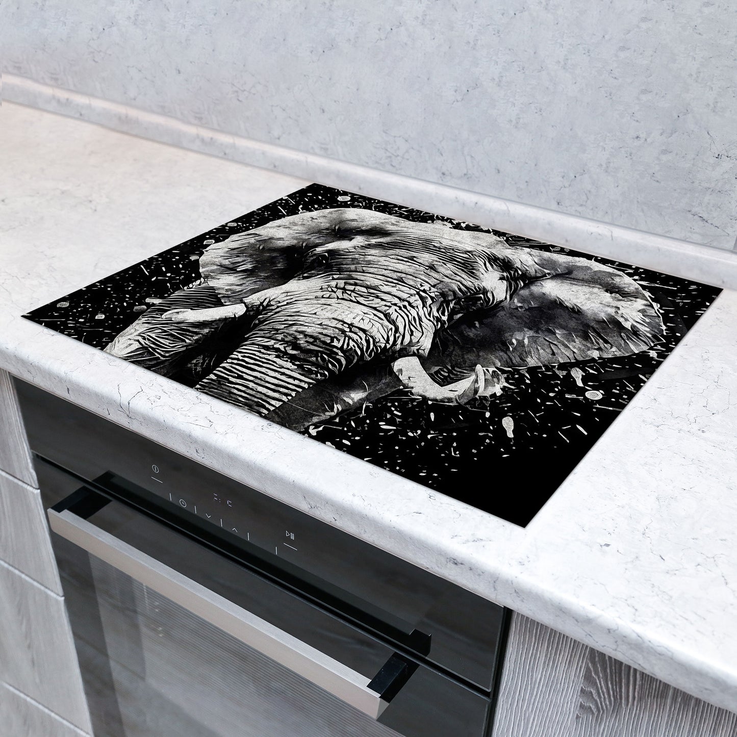 Elefant abstract Herdabdeckplatte Vinyl Induktionsschutz Ceranfeld Kochfeld