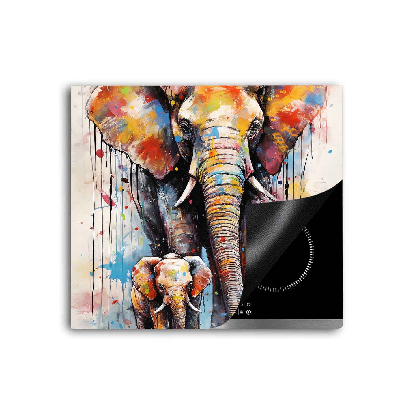 Elefant mit Baby Herdabdeckplatte Vinyl Induktionsschutz Ceranfeld Kochfeld