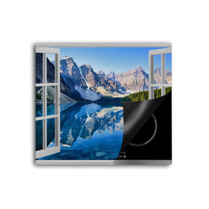 Fensterblick Bergsee Herdabdeckplatte Vinyl Induktionsschutz Ceranfeld Kochfeld