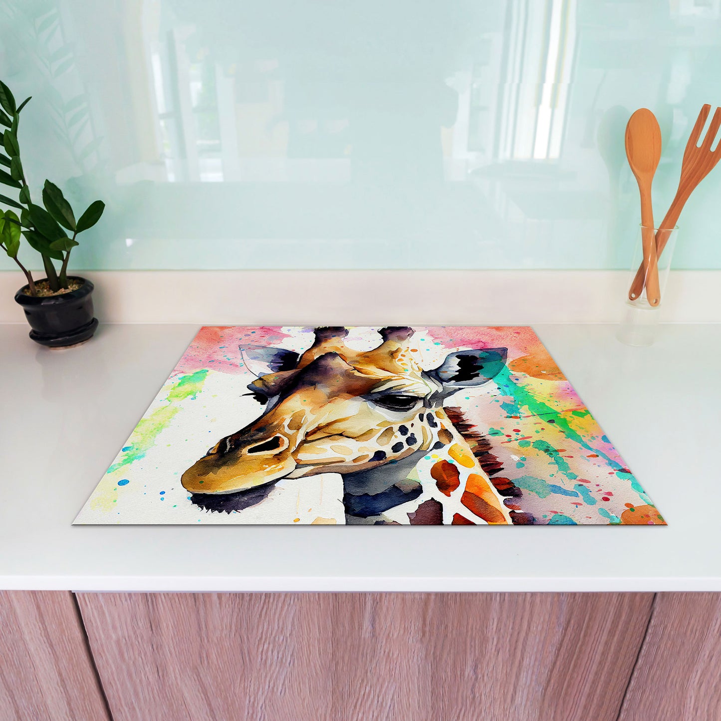 Giraffe Abstract Herdabdeckplatte Vinyl Induktionsschutz Ceranfeld Kochfeld