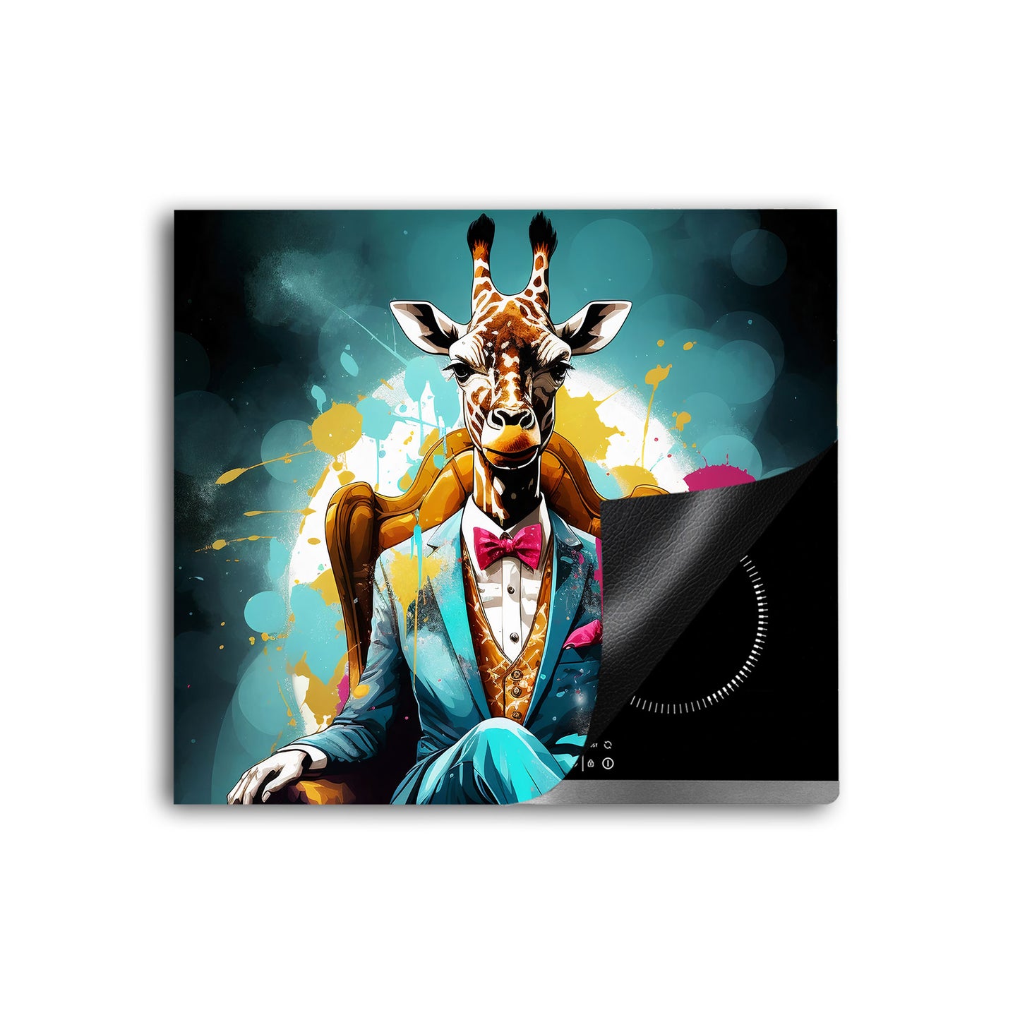 Giraffe im Anzug Herdabdeckplatte Vinyl Induktionsschutz Ceranfeld Kochfeld