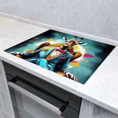 Giraffe im Anzug Herdabdeckplatte Vinyl Induktionsschutz Ceranfeld Kochfeld