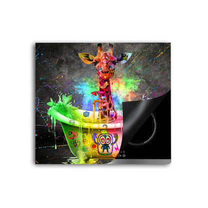 Giraffe in Badewanne Herdabdeckplatte Vinyl Induktionsschutz Ceranfeld Kochfeld