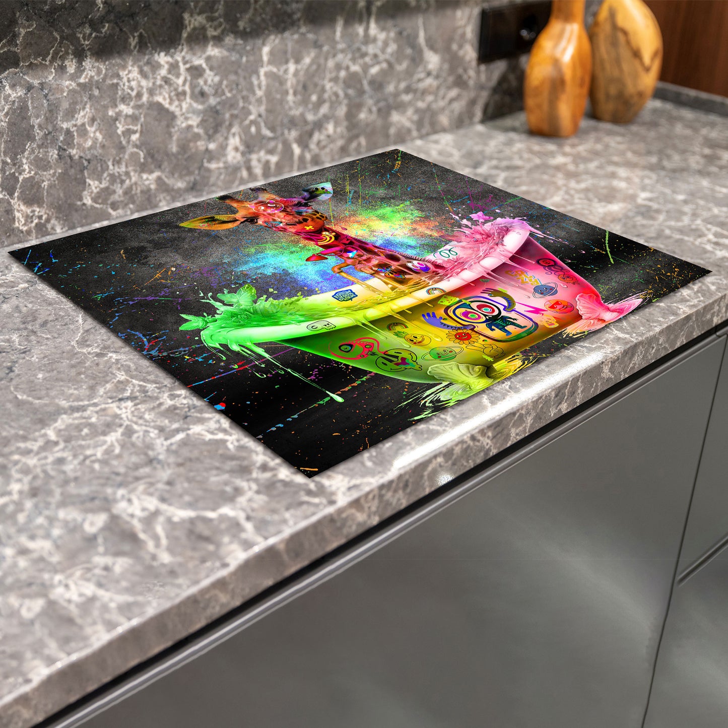Giraffe in Badewanne Herdabdeckplatte Vinyl Induktionsschutz Ceranfeld Kochfeld