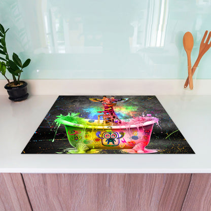 Giraffe in Badewanne Herdabdeckplatte Vinyl Induktionsschutz Ceranfeld Kochfeld
