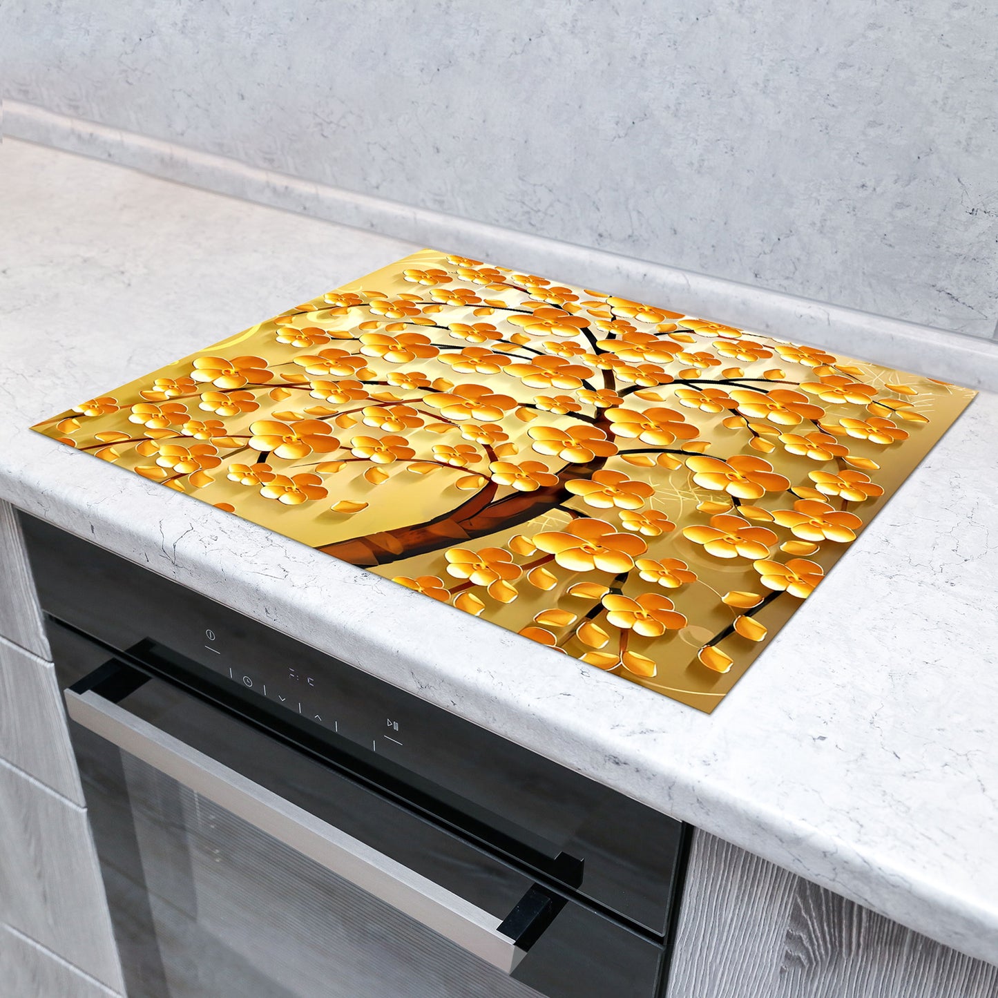 Lebensbaum abstrakt Herdabdeckplatte Vinyl Induktionsschutz Ceranfeld Kochfeld