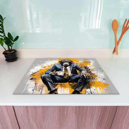 Gorilla mit Kaffee Herdabdeckplatte Vinyl Induktionsschutz Ceranfeld Kochfeld