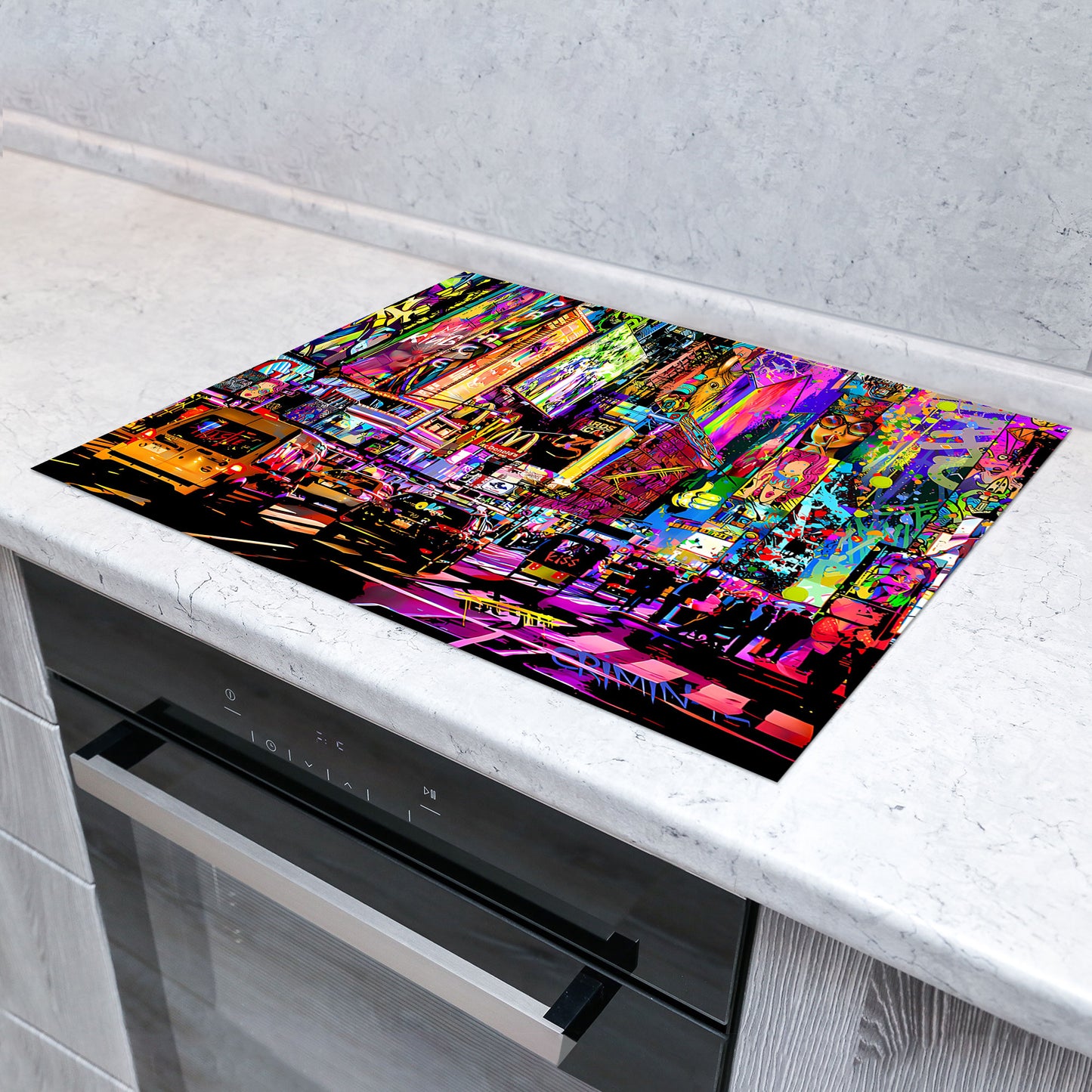 Graffiti New York Herdabdeckplatte Vinyl Induktionsschutz Ceranfeld Kochfeld