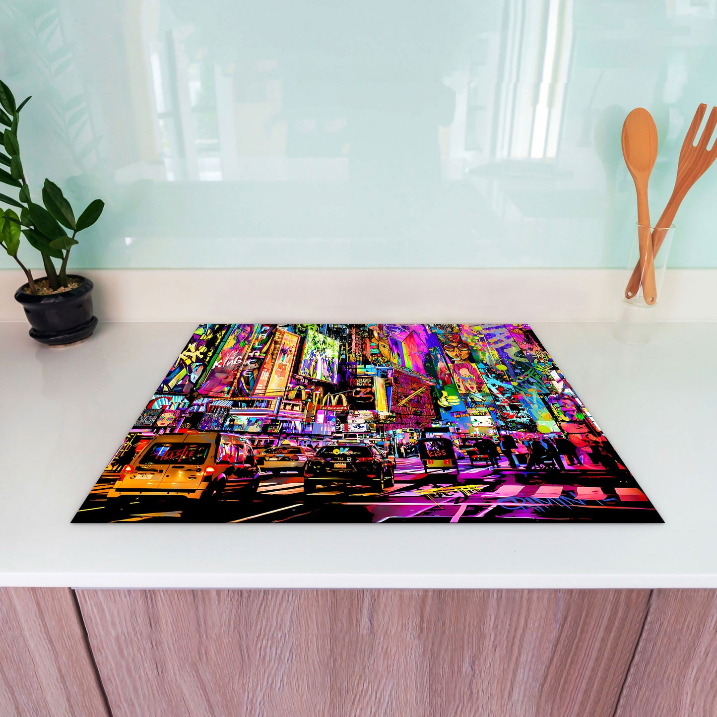 Graffiti New York Herdabdeckplatte Vinyl Induktionsschutz Ceranfeld Kochfeld