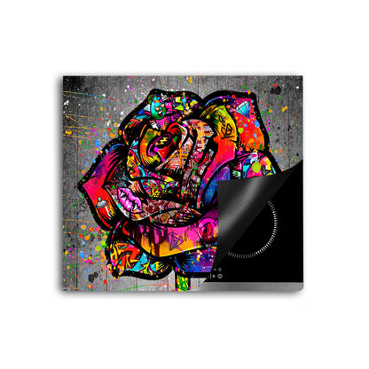 Graffiti Rose Herdabdeckplatte Vinyl Induktionsschutz Ceranfeld Kochfeld