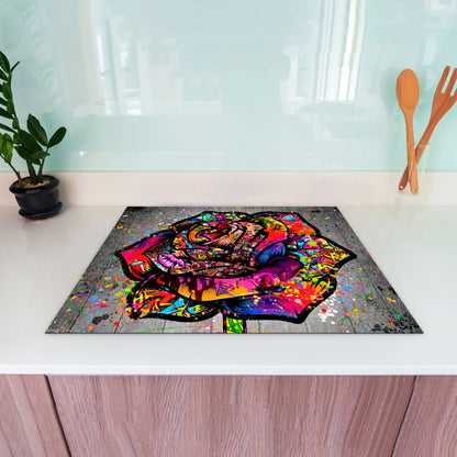 Graffiti Rose Herdabdeckplatte Vinyl Induktionsschutz Ceranfeld Kochfeld