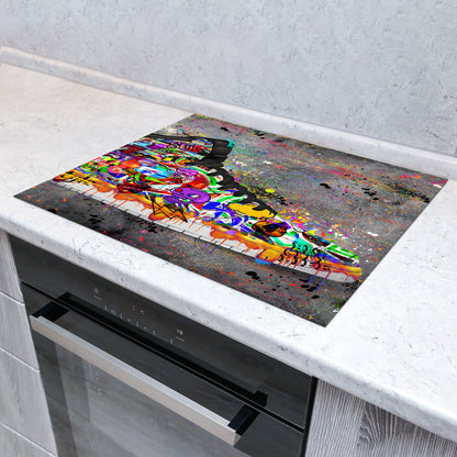 Graffiti Sneakers Herdabdeckplatte Vinyl Induktionsschutz Ceranfeld Kochfeld