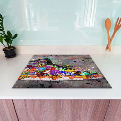 Graffiti Sneakers Herdabdeckplatte Vinyl Induktionsschutz Ceranfeld Kochfeld