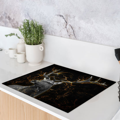 Hirsch abstrakt Herdabdeckplatte Vinyl Induktionsschutz Ceranfeld Kochfeld