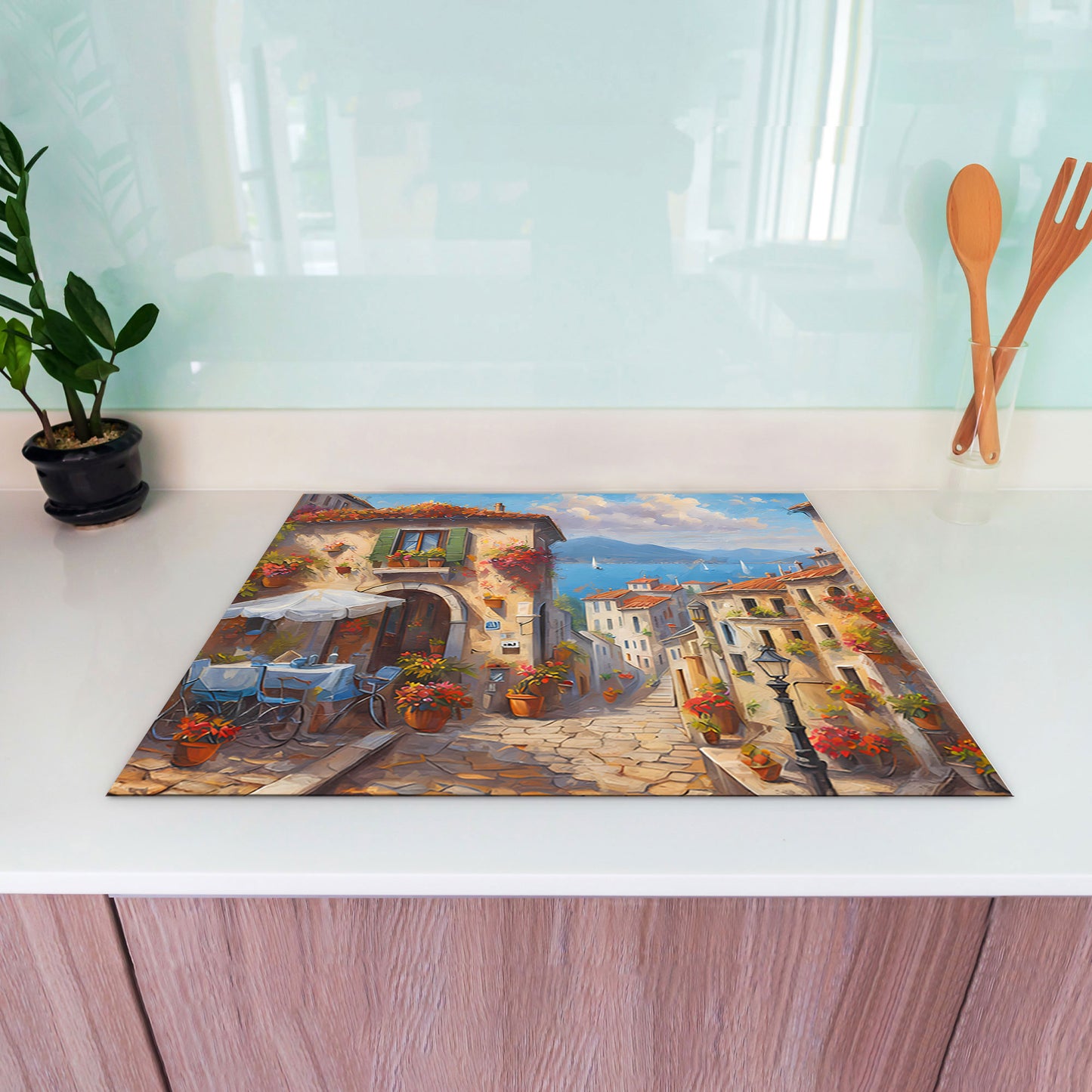 Italien Dorf Herdabdeckplatte Vinyl Induktionsschutz Ceranfeld Kochfeld