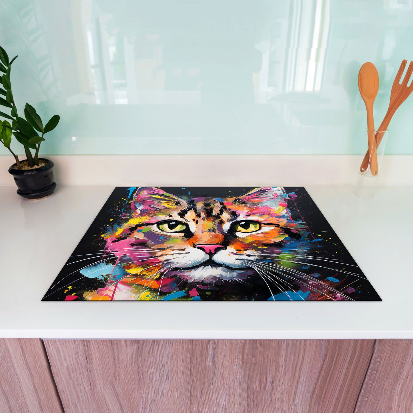 Katze Colour Herdabdeckplatte Vinyl Induktionsschutz Ceranfeld Kochfeld